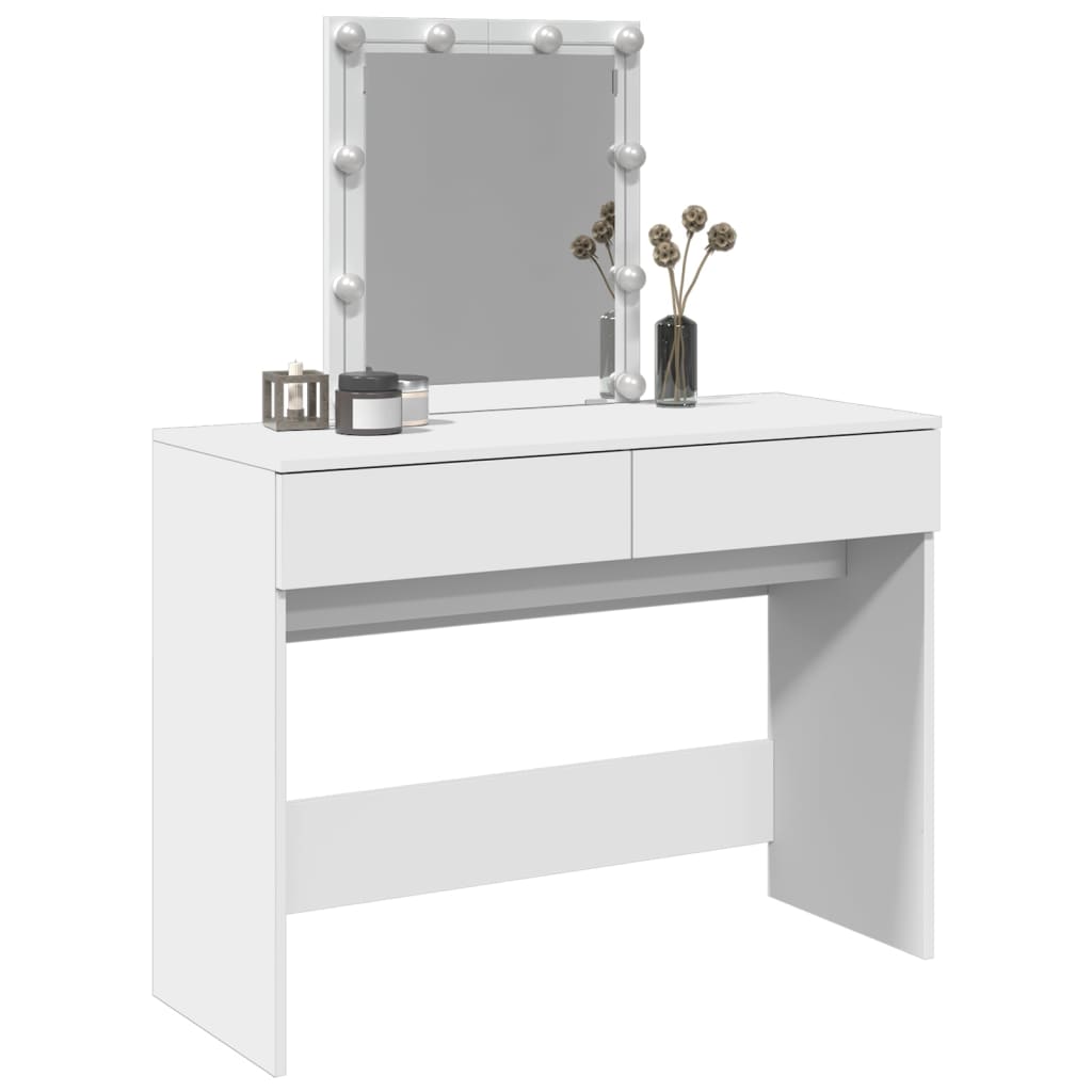 Sminkebord Med Led Hvit 100X40X130 Cm