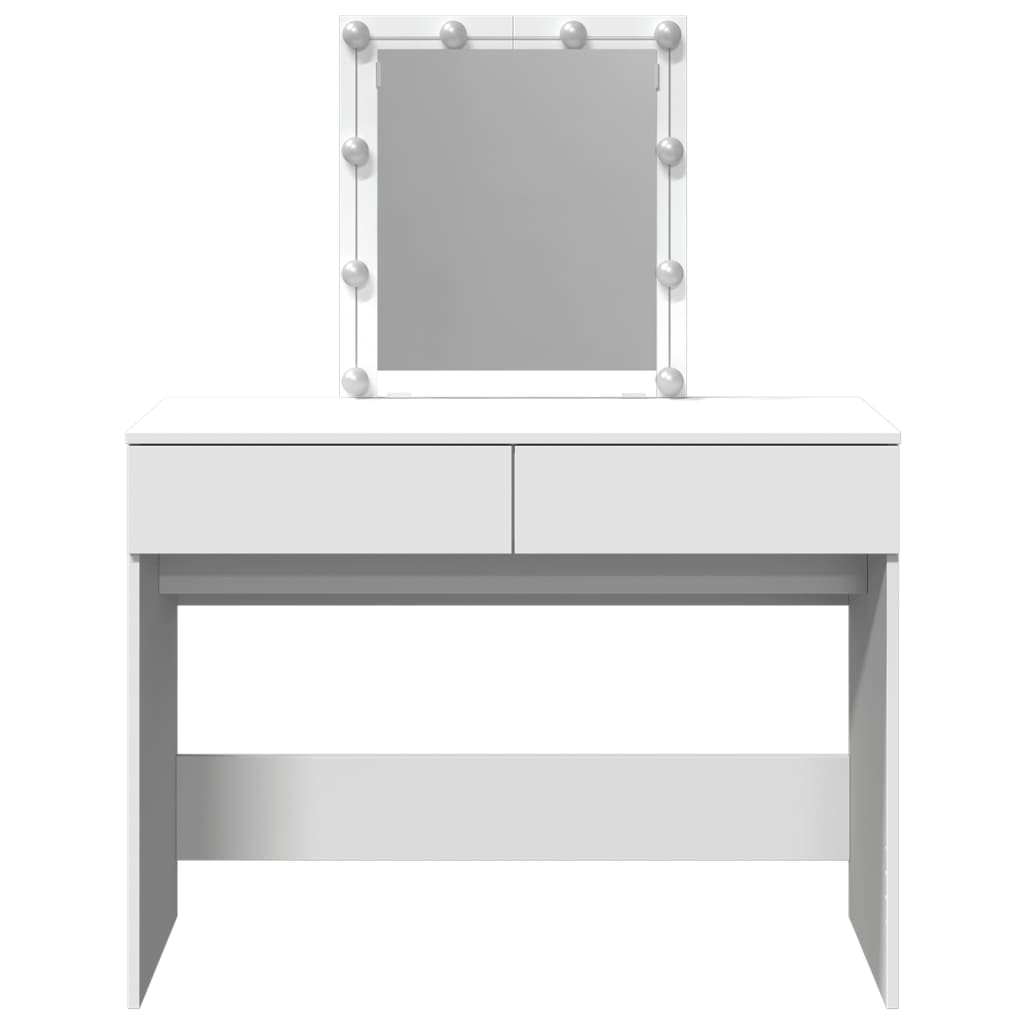 Sminkebord Med Led Hvit 100X40X130 Cm