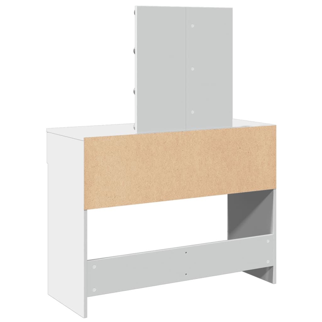 Sminkebord Med Led Hvit 100X40X130 Cm