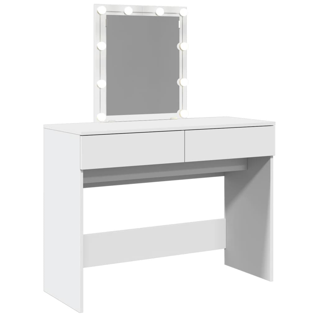 Sminkebord Med Led Hvit 100X40X130 Cm