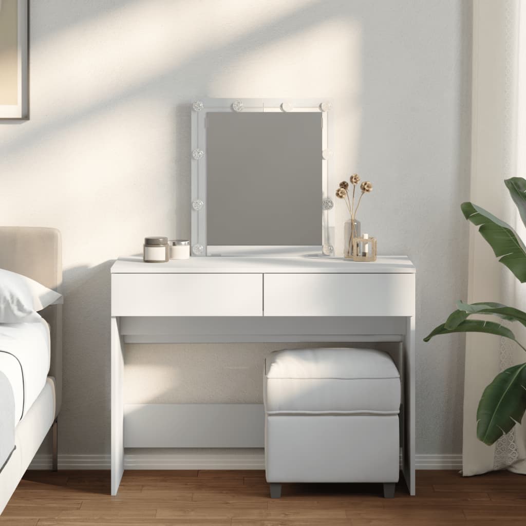 Sminkebord Med Led Hvit 100X40X130 Cm