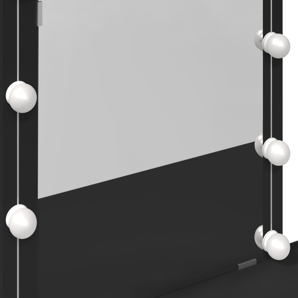 Sminkebord Med Led Svart 100X40X130 Cm