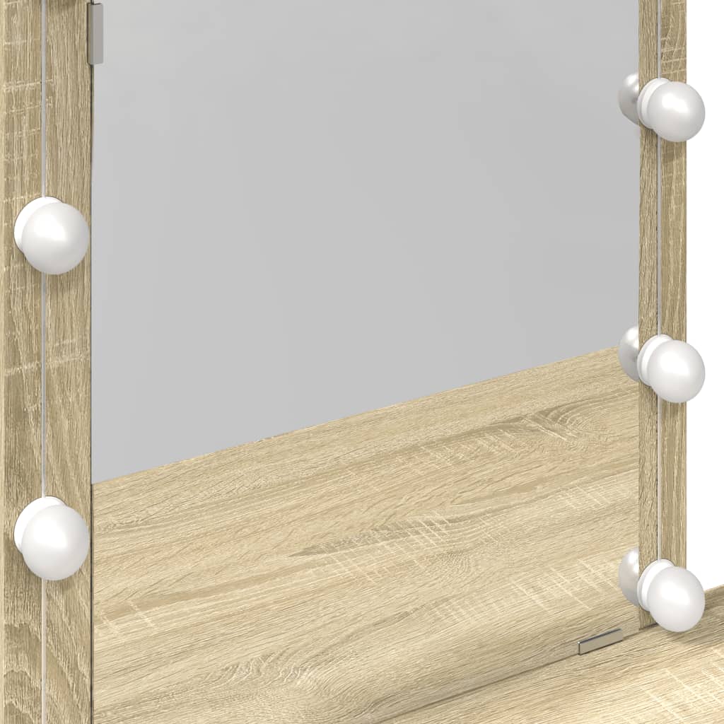 Sminkebord Med Led Sonoma Eik 100X40X130 Cm