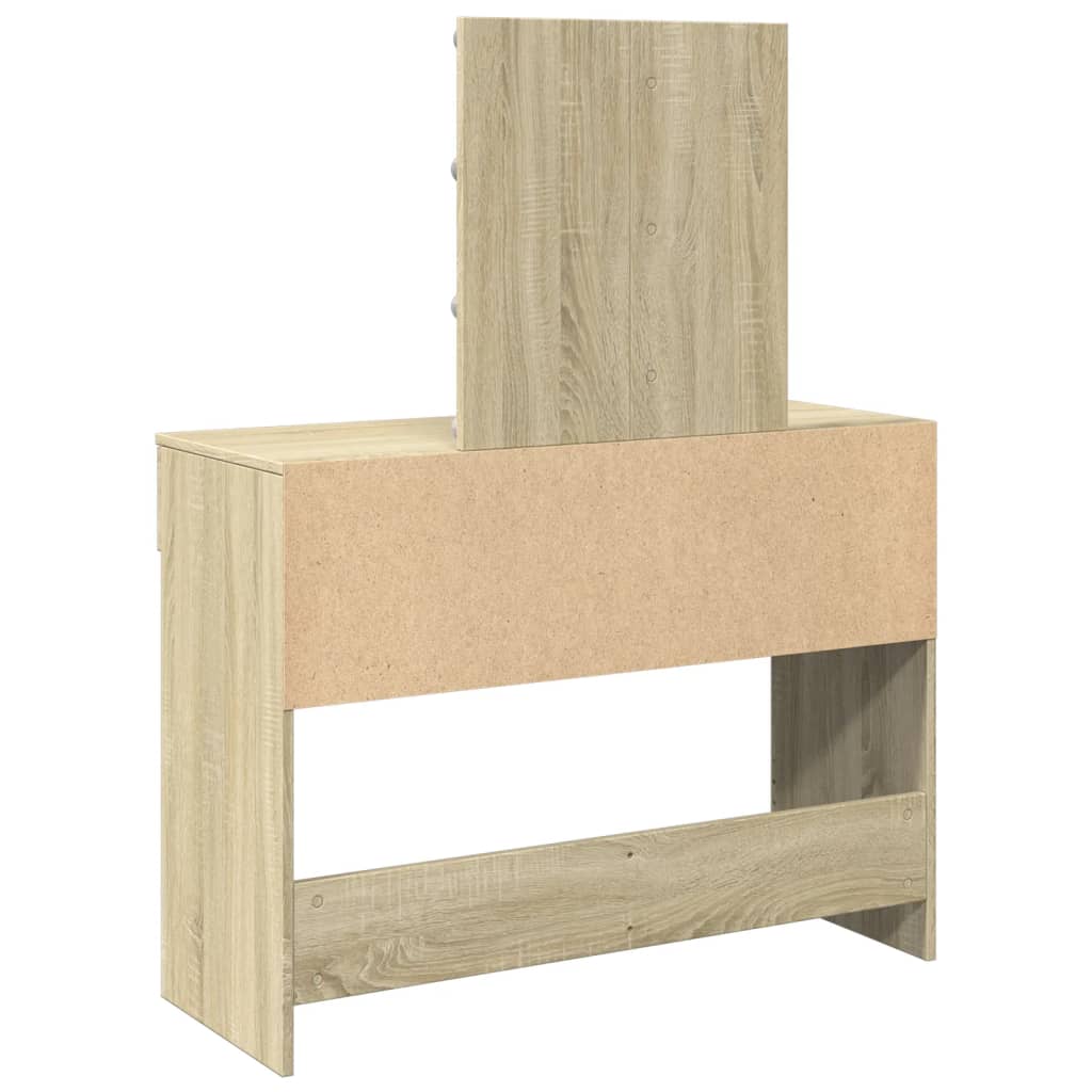 Sminkebord Med Led Sonoma Eik 100X40X130 Cm