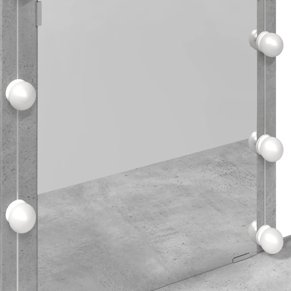 Sminkebord Med Led Betonggrå 100X40X130 Cm