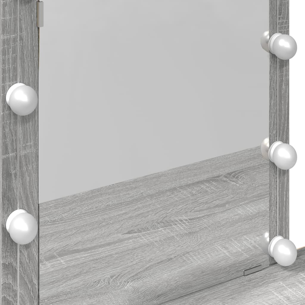 Sminkebord Med Led Grå Sonoma 100X40X130 Cm