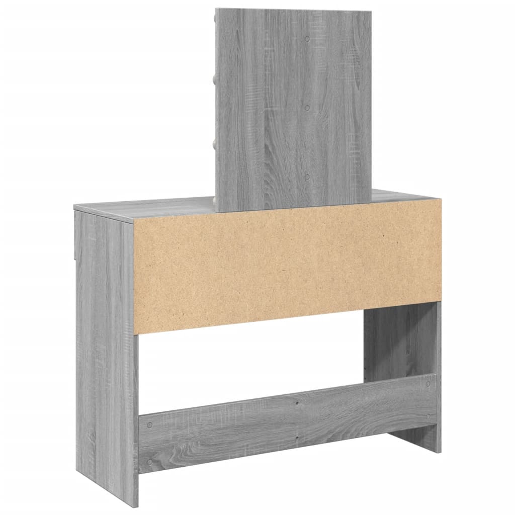 Sminkebord Med Led Grå Sonoma 100X40X130 Cm