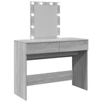 Sminkebord Med Led Grå Sonoma 100X40X130 Cm