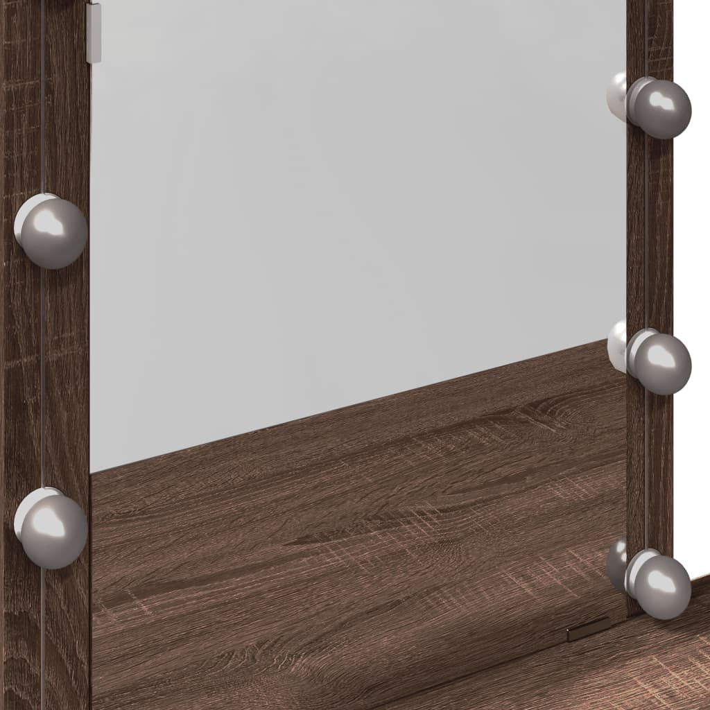 Sminkebord Med Led Brun Eik 100X40X130 Cm