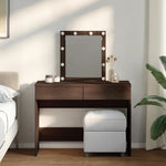 Sminkebord Med Led Brun Eik 100X40X130 Cm