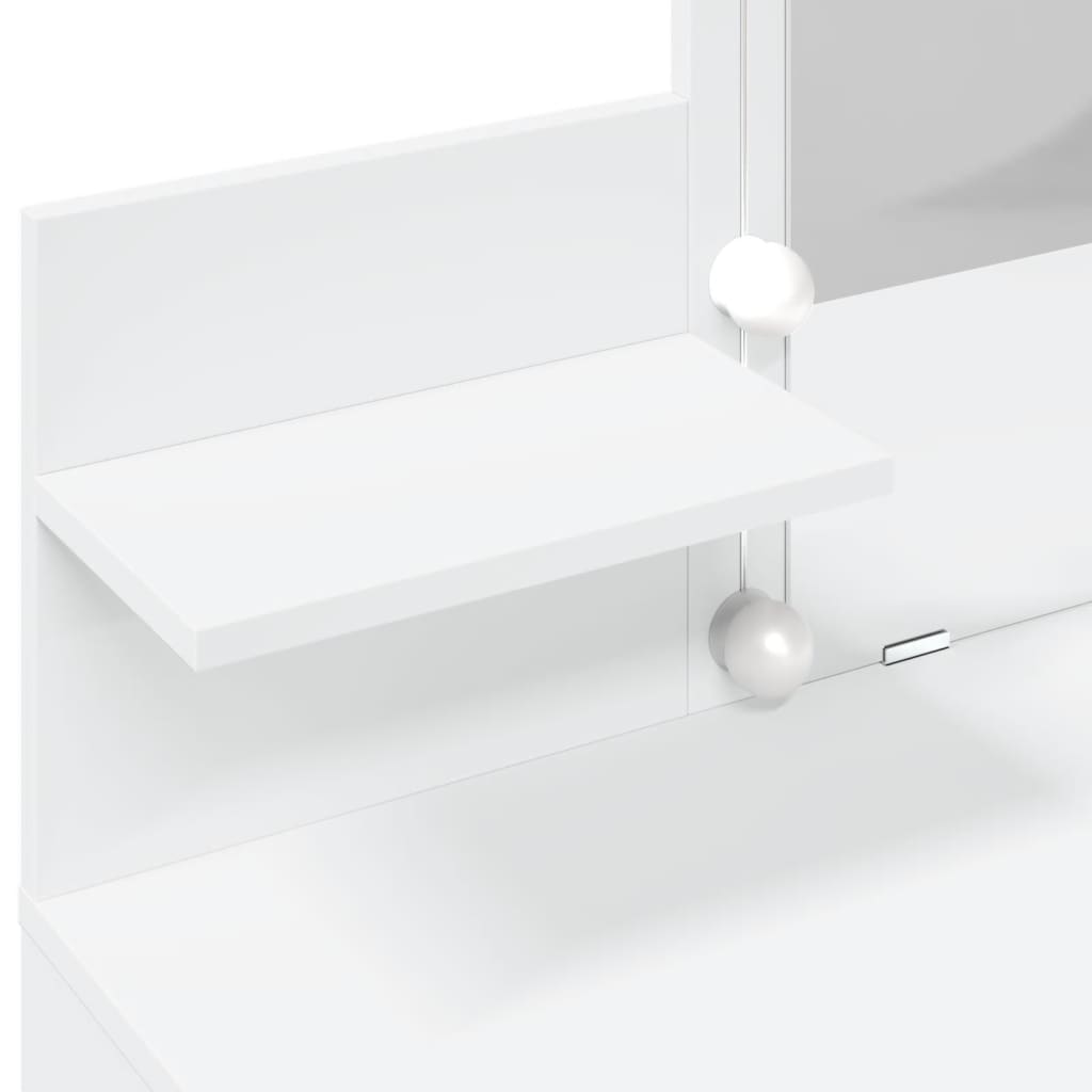 Sminkebord Med Led Hvit 100X40X130 Cm