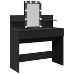 Sminkebord Med Led Svart 100X40X130 Cm