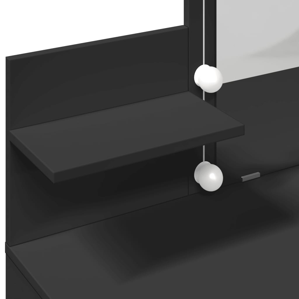 Sminkebord Med Led Svart 100X40X130 Cm