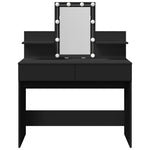 Sminkebord Med Led Svart 100X40X130 Cm