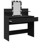 Sminkebord Med Led Svart 100X40X130 Cm