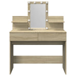 Sminkebord Med Led Sonoma Eik 100X40X130 Cm