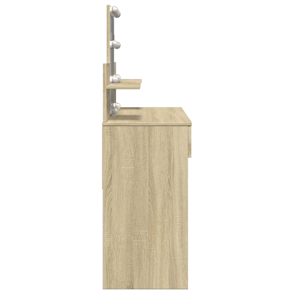 Sminkebord Med Led Sonoma Eik 100X40X130 Cm