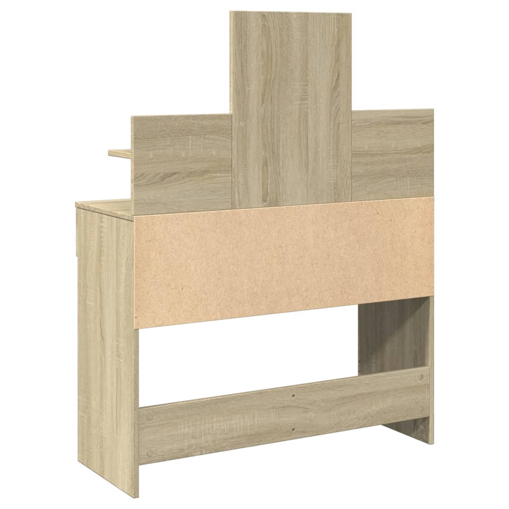 Sminkebord Med Led Sonoma Eik 100X40X130 Cm