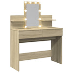 Sminkebord Med Led Sonoma Eik 100X40X130 Cm