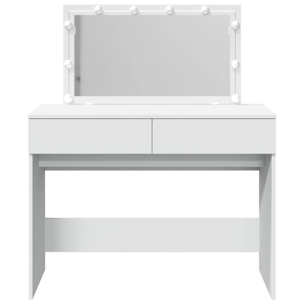 Sminkebord Med Led Hvit 100X40X120 Cm