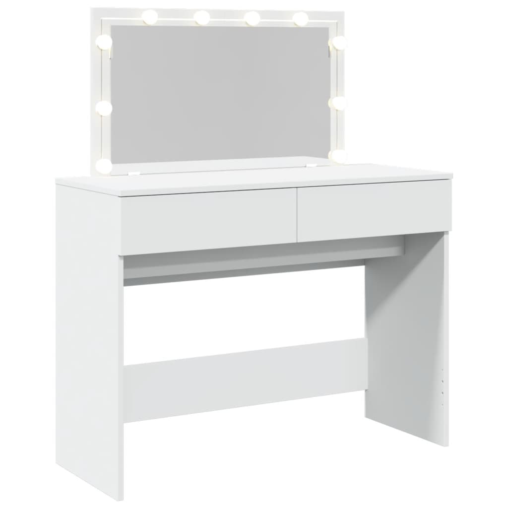 Sminkebord Med Led Hvit 100X40X120 Cm