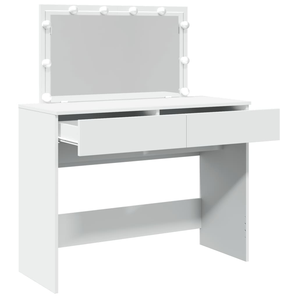 Sminkebord Med Led Hvit 100X40X120 Cm