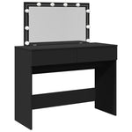 Sminkebord Med Led Svart 100X40X120 Cm