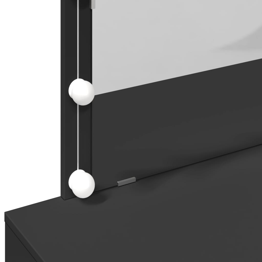 Sminkebord Med Led Svart 100X40X120 Cm