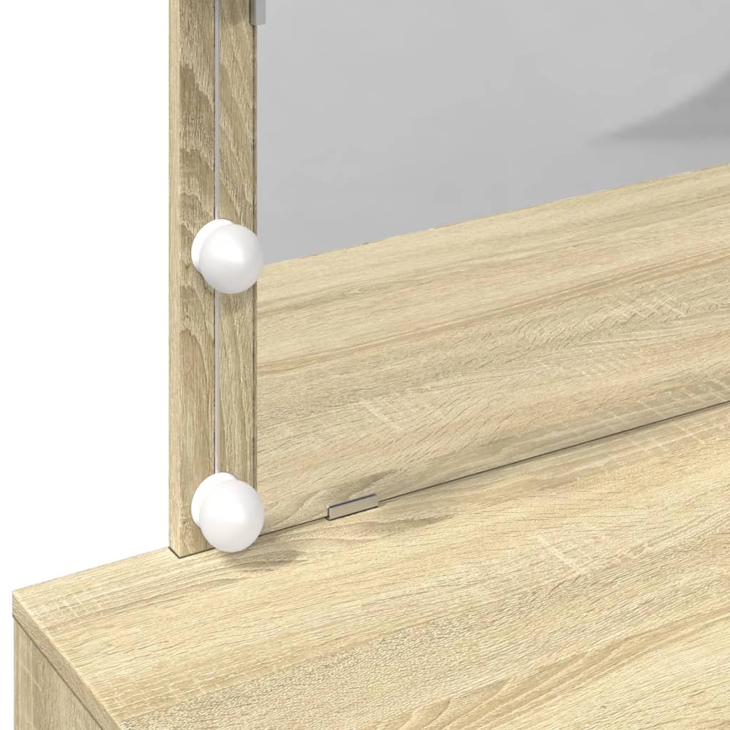 Sminkebord Med Led Sonoma Eik 100X40X120 Cm
