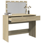 Sminkebord Med Led Sonoma Eik 100X40X120 Cm