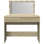 Sminkebord Med Led Sonoma Eik 100X40X120 Cm