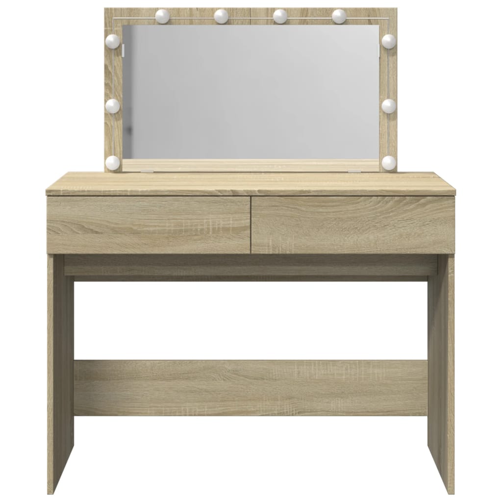Sminkebord Med Led Sonoma Eik 100X40X120 Cm