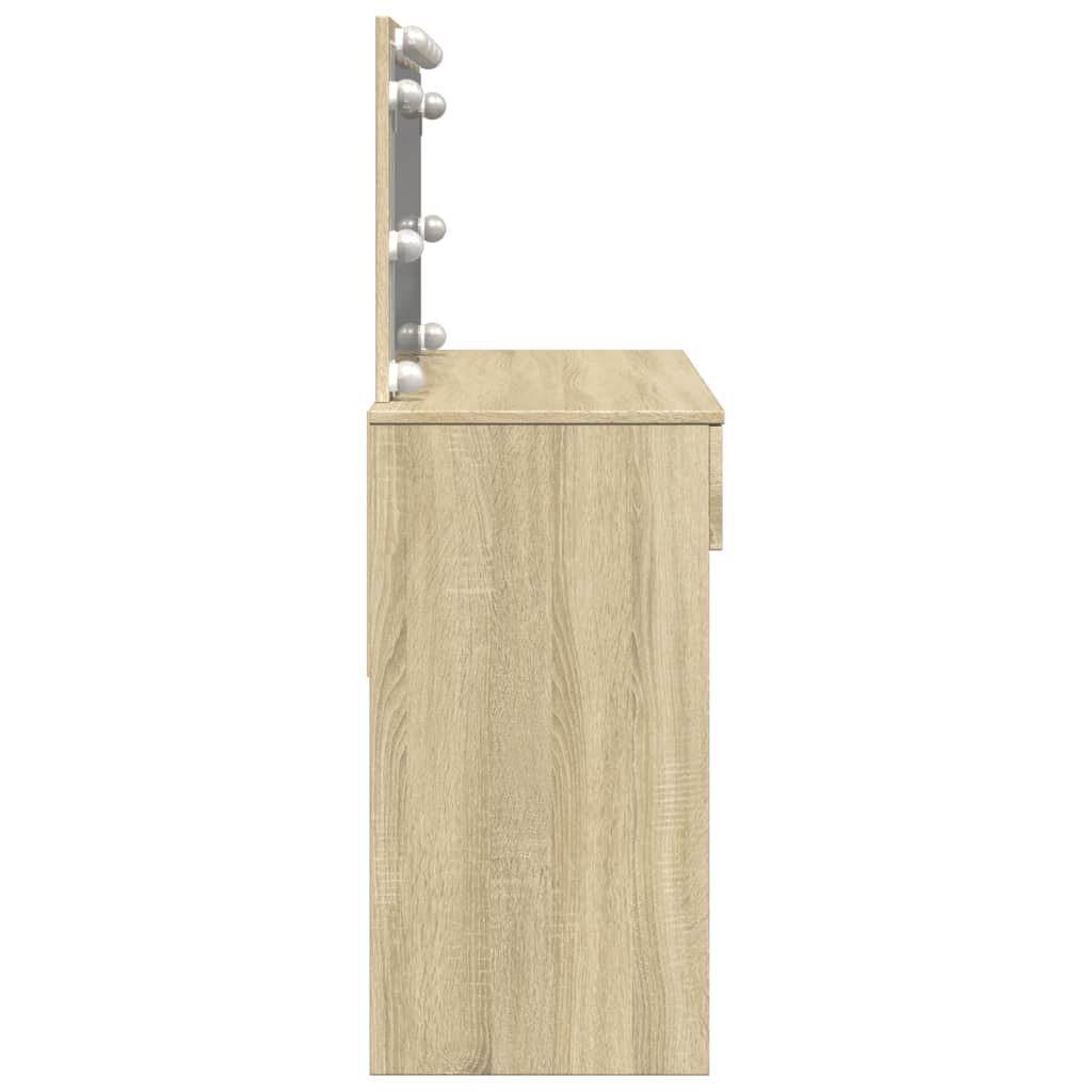 Sminkebord Med Led Sonoma Eik 100X40X120 Cm