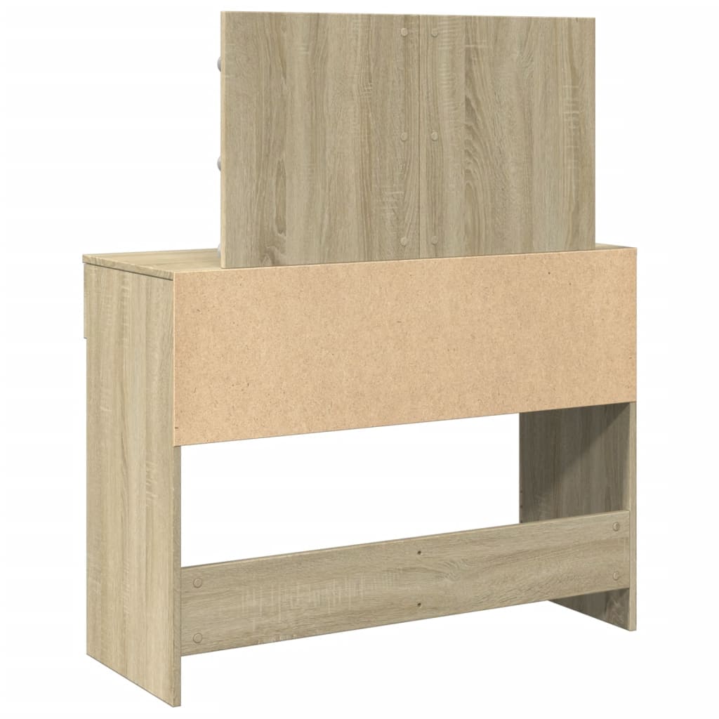 Sminkebord Med Led Sonoma Eik 100X40X120 Cm