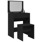 Sminkebord Med Krakk Svart 60X40X113,5 Cm