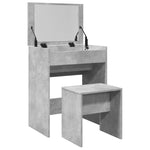 Sminkebord Med Krakk Betonggrå 60X40X113,5 Cm