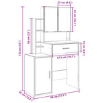 Sminkebord Med Skap Svart 80X35X132 Cm