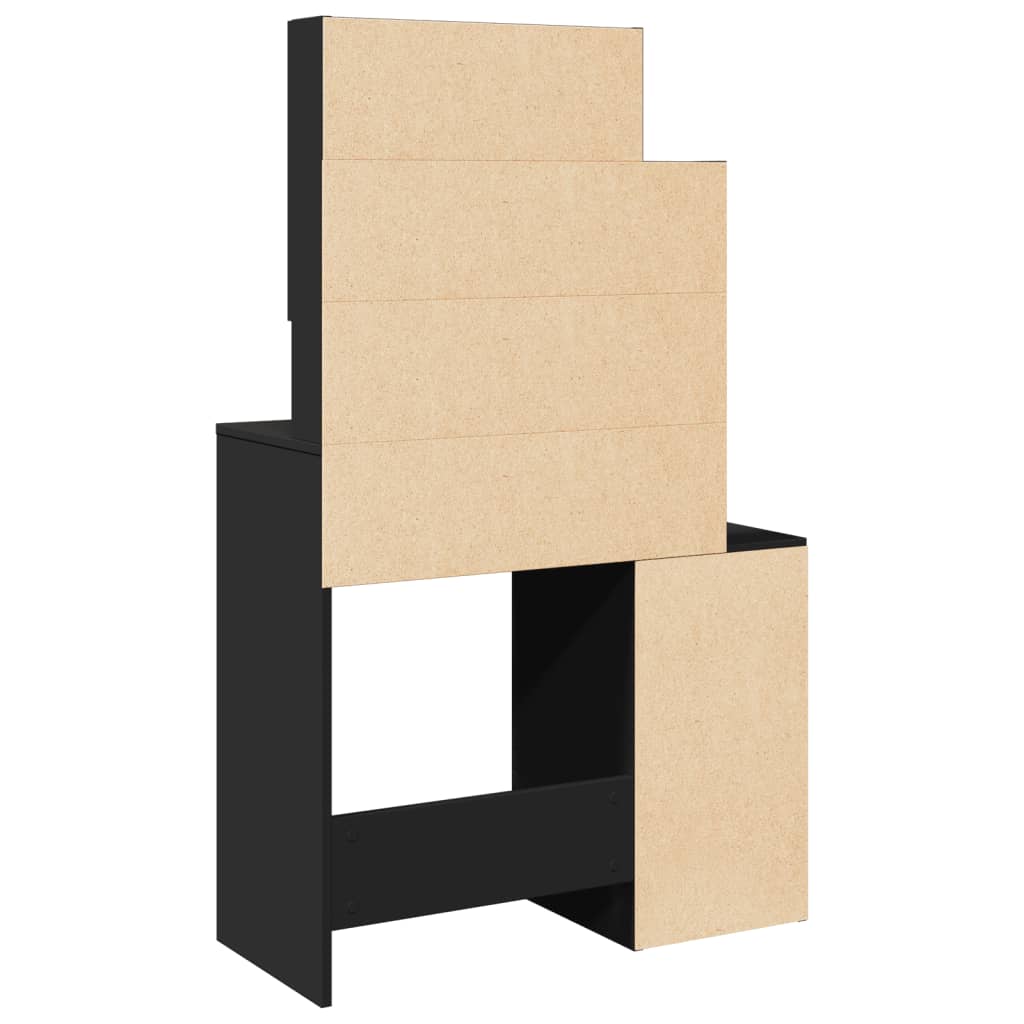 Sminkebord Med Skap Svart 80X35X132 Cm