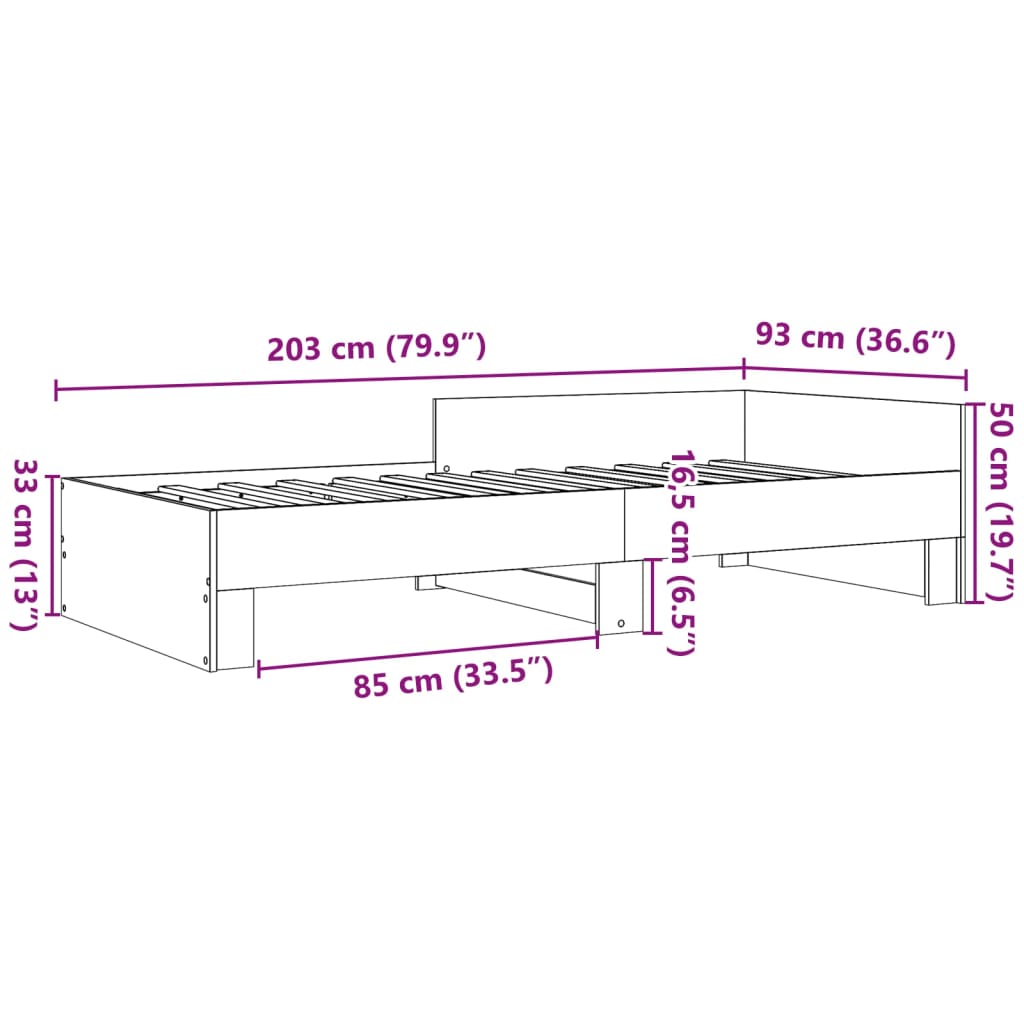 Sengeramme Hvit 90X200 Cm Konstruert Tre