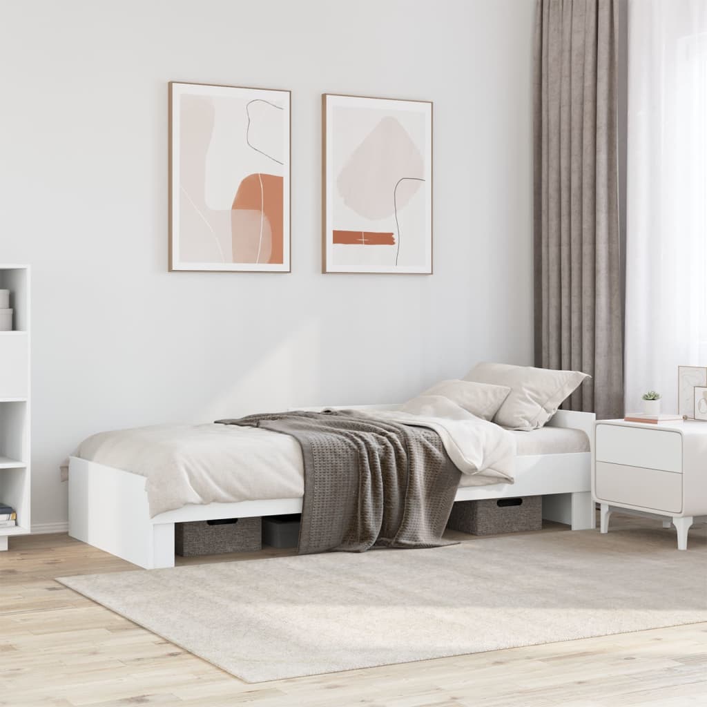 Sengeramme Hvit 90X200 Cm Konstruert Tre