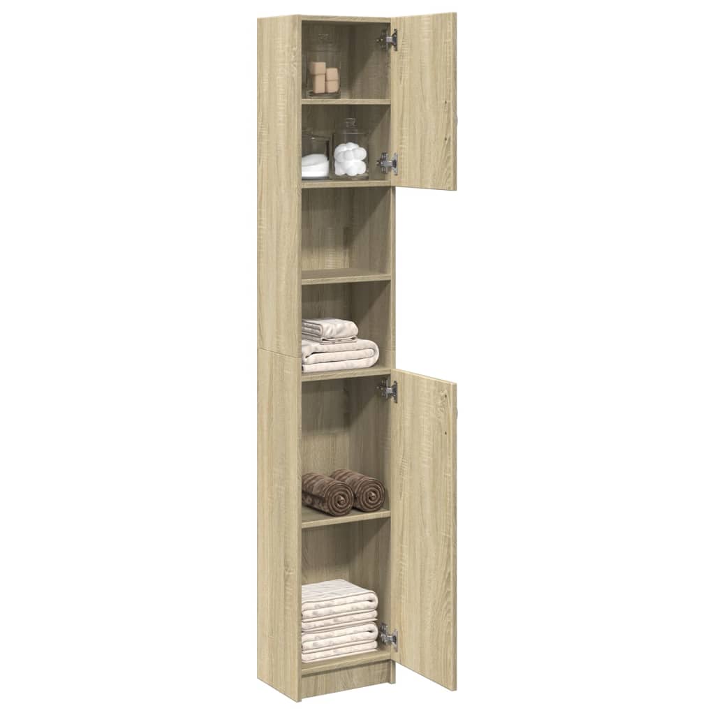 Baderomsskap Sonoma Eik 32X25,5X190 Cm Sponplate