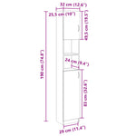 Baderomsskap Sonoma Eik 32X25,5X190 Cm Sponplate