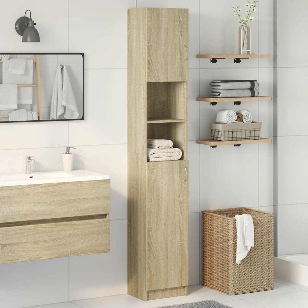Baderomsskap Sonoma Eik 32X25,5X190 Cm Sponplate