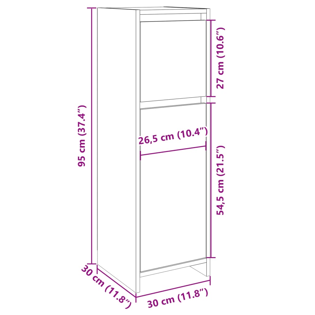 Baderomsskap Sonoma Eik 30X30X95 Cm Sponplate