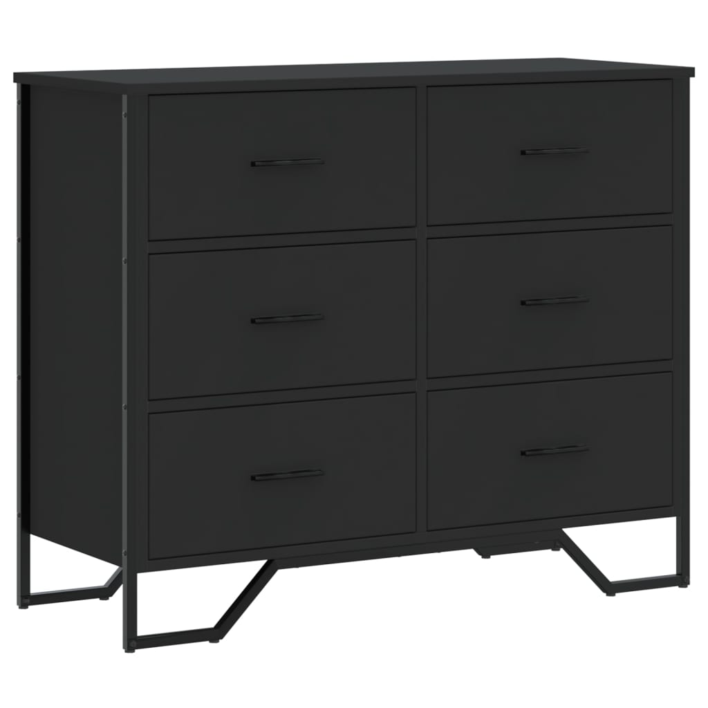 Kommode Svart 91X35,5X74,5 Cm Konstruert Tre