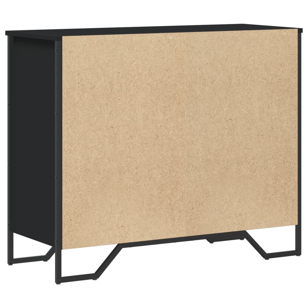 Kommode Svart 91X35,5X74,5 Cm Konstruert Tre