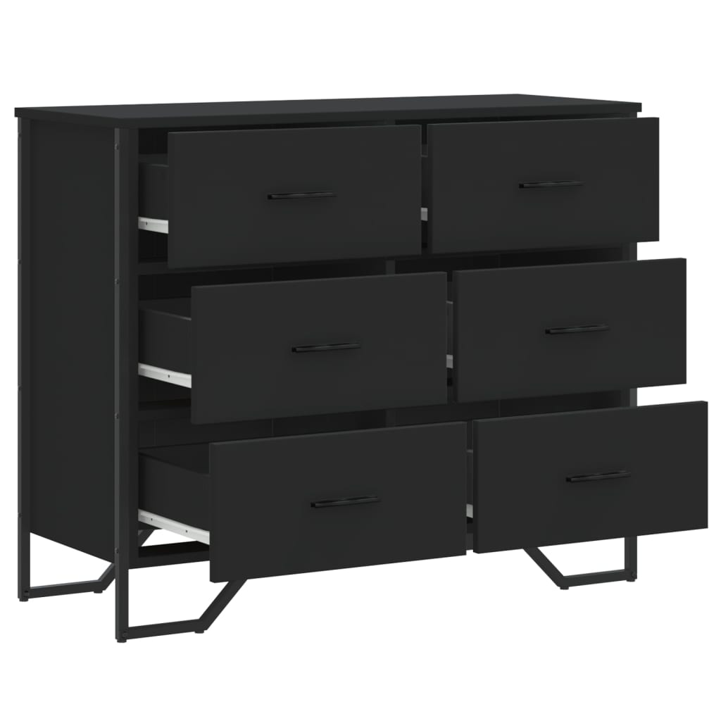 Kommode Svart 91X35,5X74,5 Cm Konstruert Tre