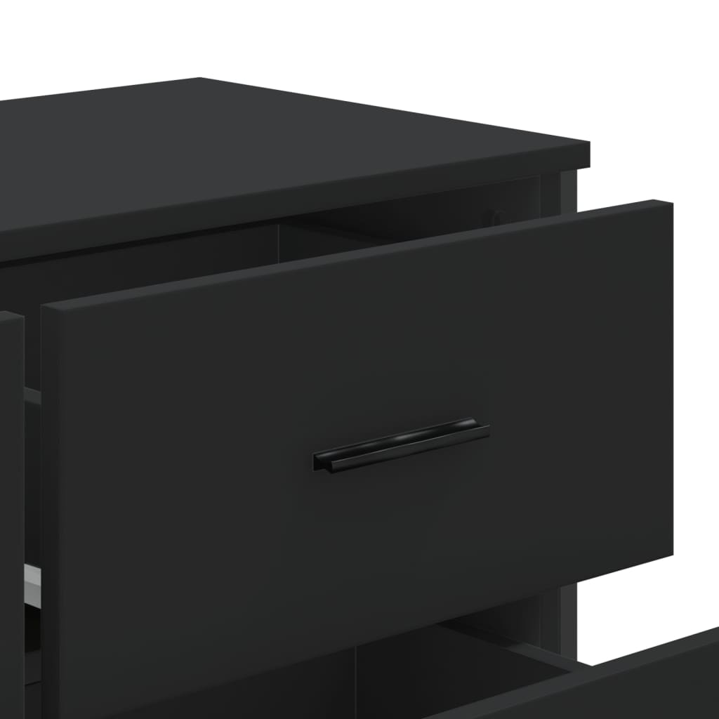Kommode Svart 91X35,5X74,5 Cm Konstruert Tre