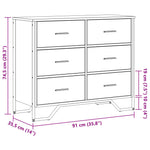 Kommode Svart 91X35,5X74,5 Cm Konstruert Tre