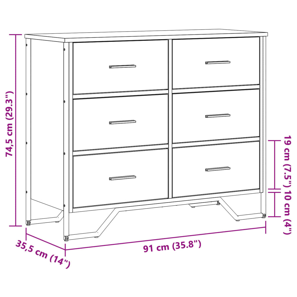 Kommode Svart 91X35,5X74,5 Cm Konstruert Tre
